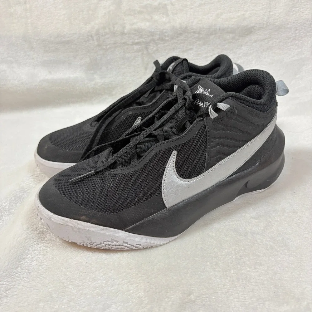 Nike Team Hustle DX SU21‎ Kids 3.5Y Black Silver Good Basketball Sneakers CW6735